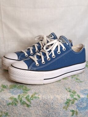 Blue Platform Converse Lo-Top Sneakers womens 8.5